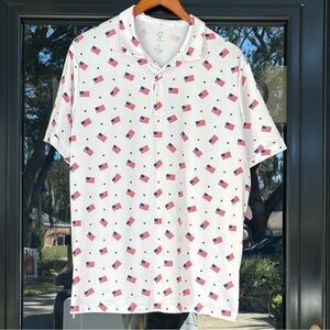 Caddy Cart American Flag USA 🇺🇸 Golf Polo Shirt